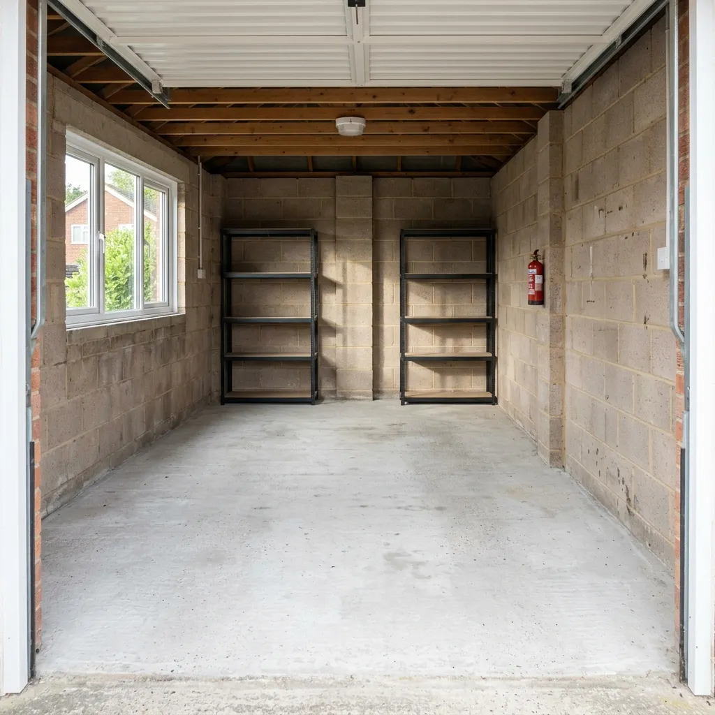 Clean empty garage after professional clearance in Norwich