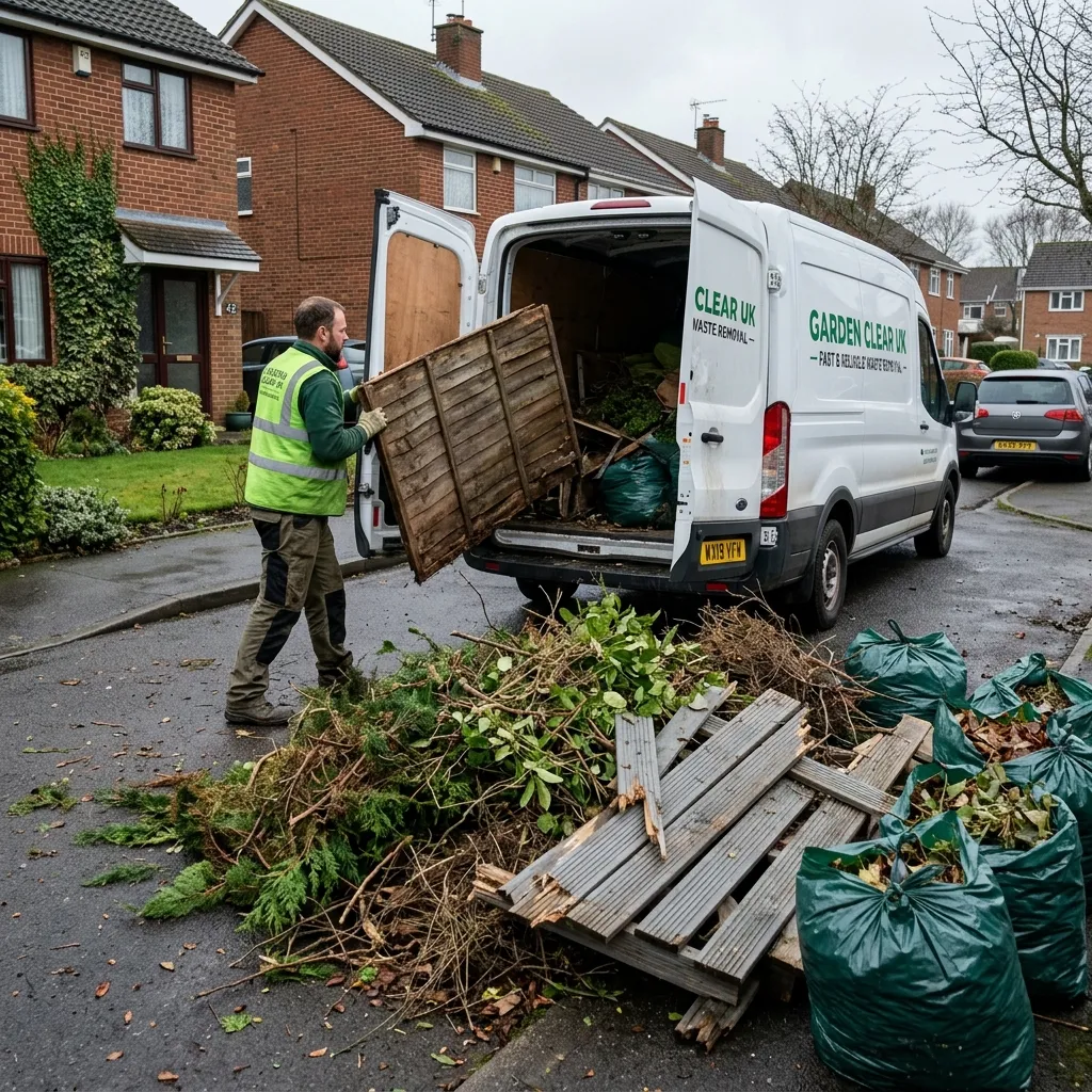 Garden waste being loaded onto van in Norwich